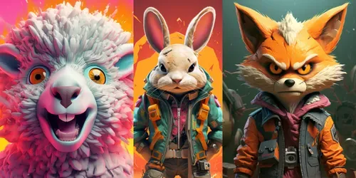 Vibrant Flair Style Cute Animals generated by midjourney