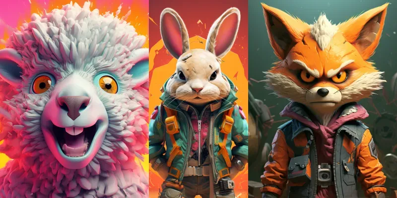 Vibrant Flair Style Cute Animals generated by undefined