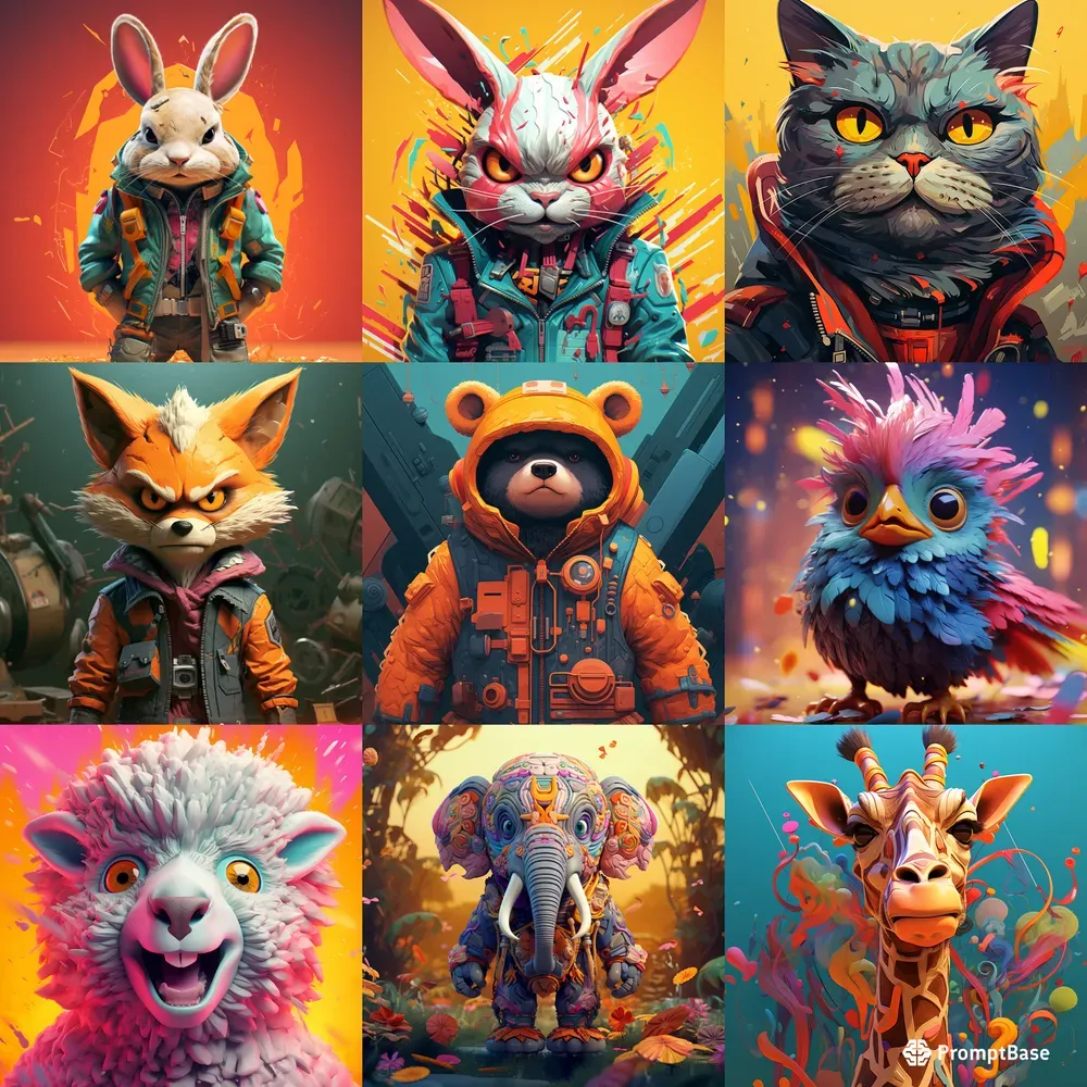 Vibrant Flair Style Cute Animals