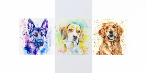 Watercolour Dog Portraits generated by midjourney