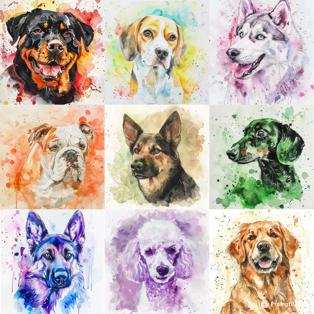 Watercolour Dog Portraits