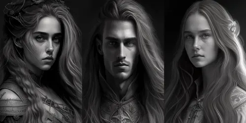 Photorealistic Fantasy BW Portraits generated by midjourney