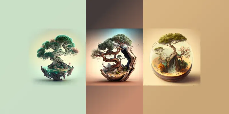 Impossible Bonsai Illustrations generated by undefined