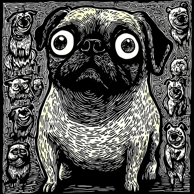 Quirky Black And White Line Art Series