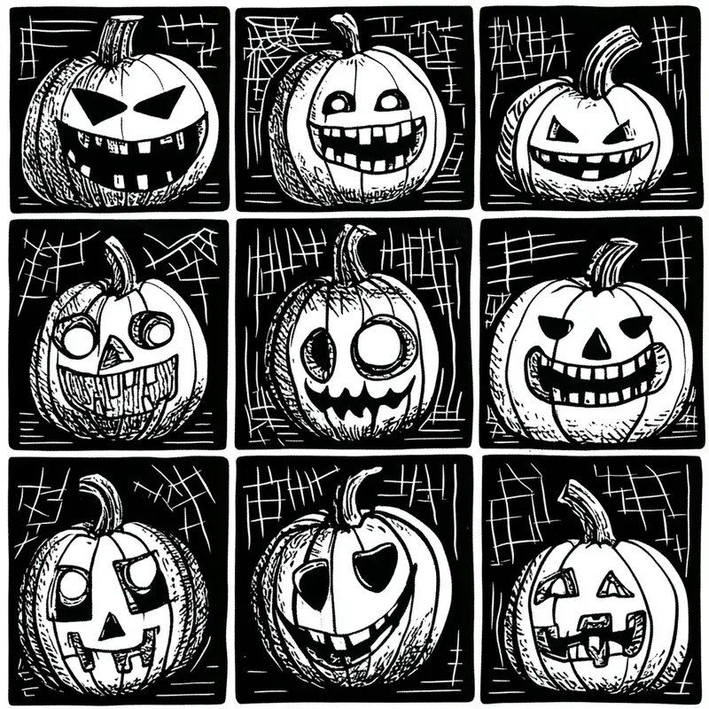 Quirky Black And White Line Art Series