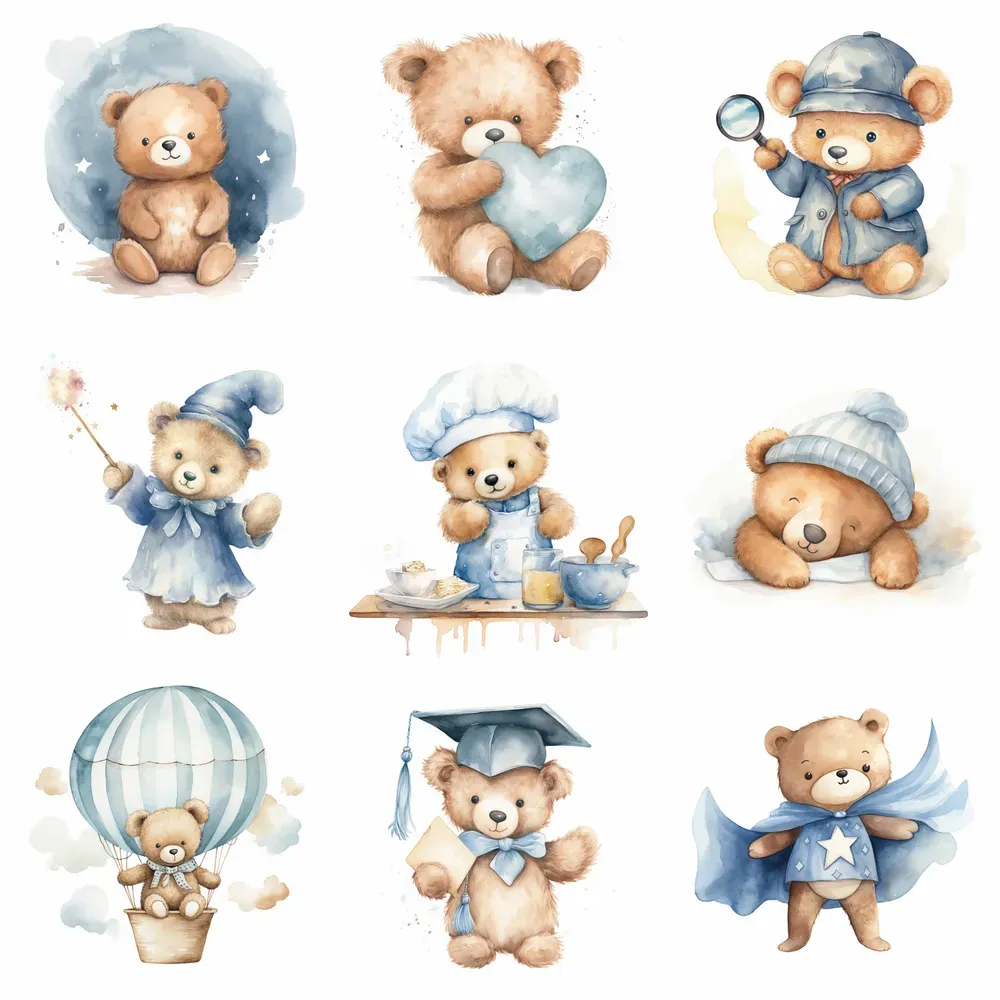 Teddy Bear Watercolor Clipart
