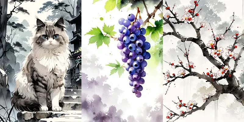 Chinese Ink Paintings Vs Anime Posters generated by undefined