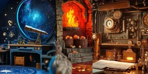 Whimsical Tiny Town Interiors generated by midjourney