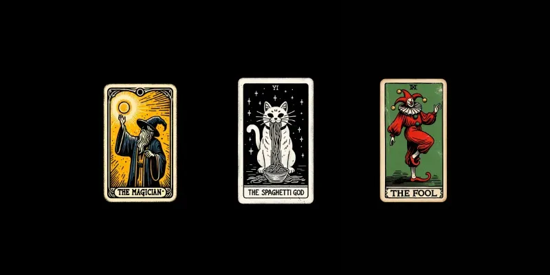 Cartoon Vintage Tarot Cards With Text generated by undefined
