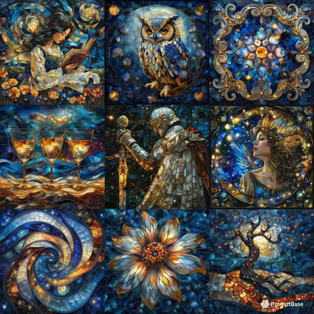 Fantasy Celestial Stained Glass Art