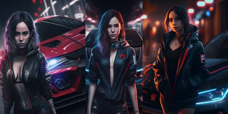 Cyberpunk Cars With Female Models generated by undefined