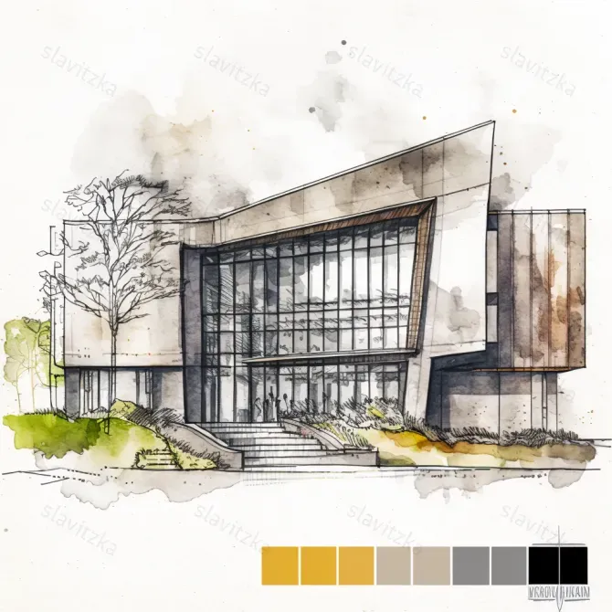 Architecture Facades Watercolors
