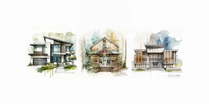 Architecture Facades Watercolors generated by undefined