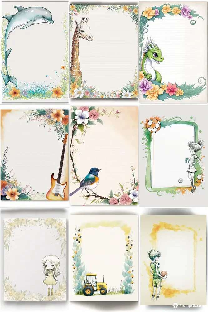 Childrens Watercolor Notebook Pages