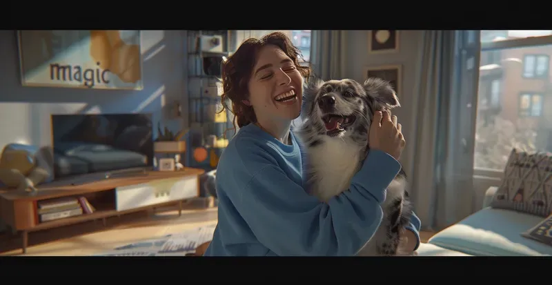 Women And Their Pets In Happy Moments