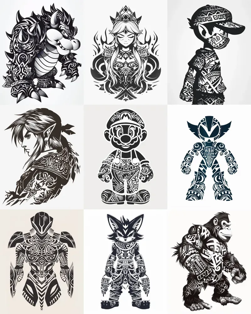 Nintendo Tribal Tattoo Fusions