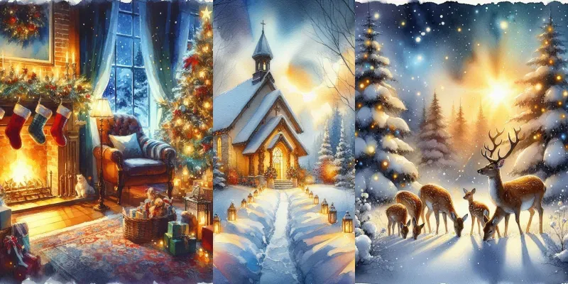 Cozy Watercolor Christmas Scenes generated by undefined