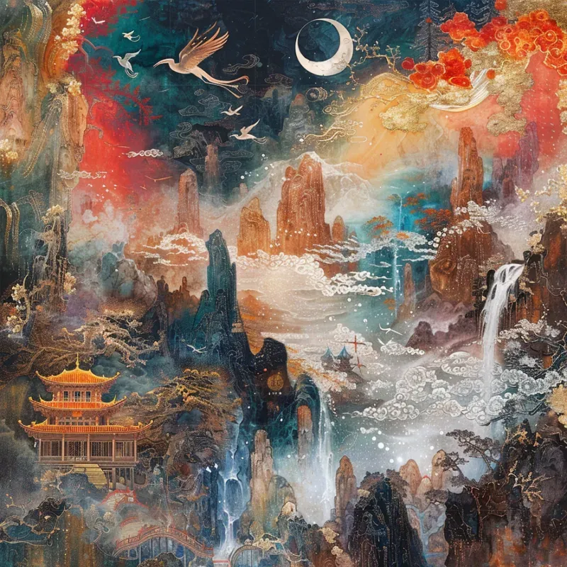 Chinese Mythical Landscapes Illustrations