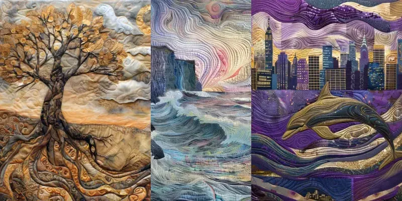 Exquisite Quilted Textile Art Designs generated by undefined