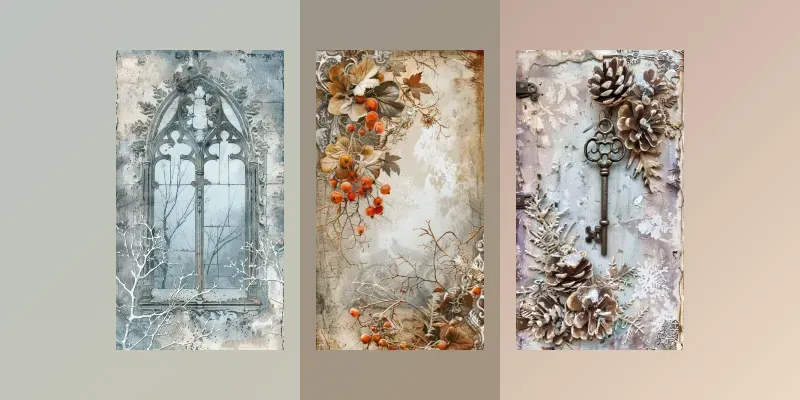 Vintage Winter Junk Journal Cover Designs generated by undefined