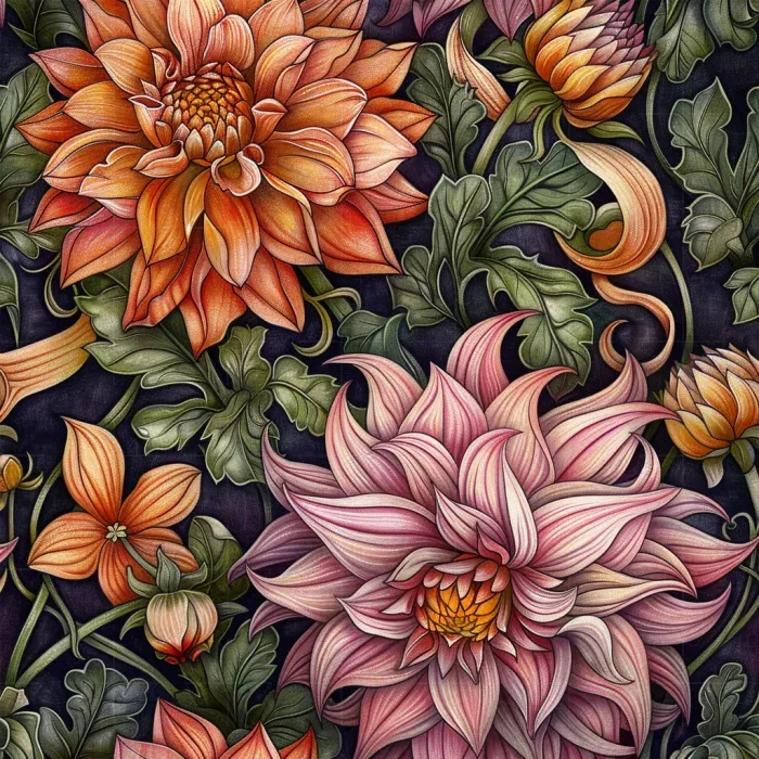 Intricate Vintage Botanical Floral Art