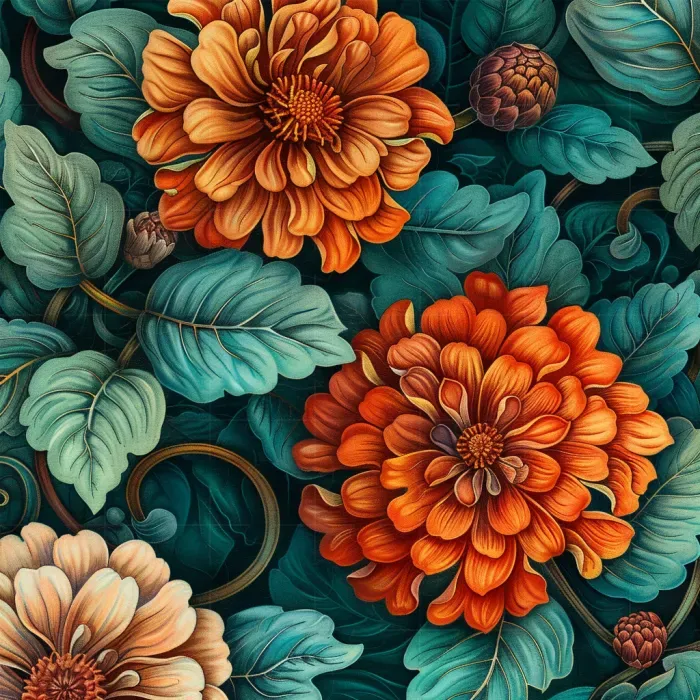 Intricate Vintage Botanical Floral Art