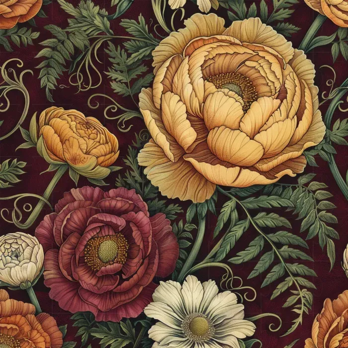Intricate Vintage Botanical Floral Art