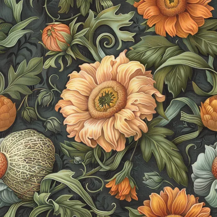 Intricate Vintage Botanical Floral Art