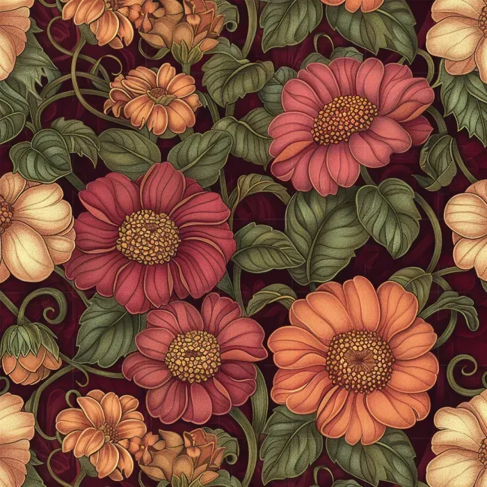 Intricate Vintage Botanical Floral Art