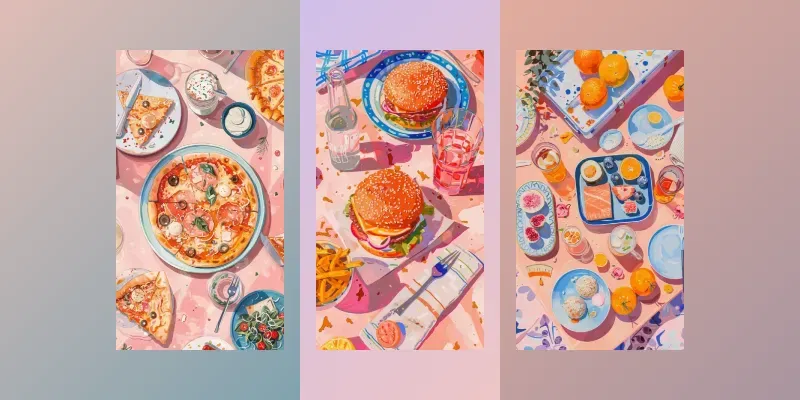Delightfully Cute Food Illustrations generated by undefined