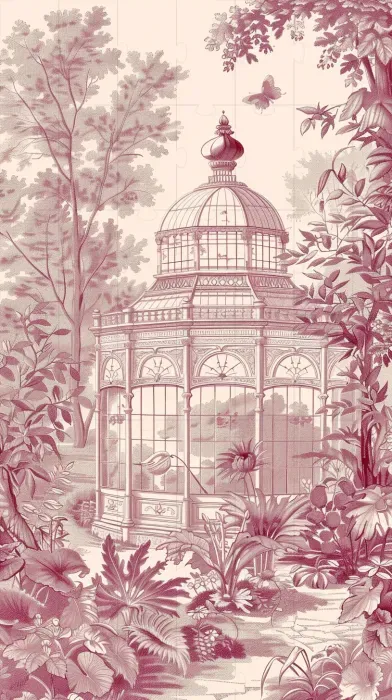 Vintage Toile Modern House Illustrations