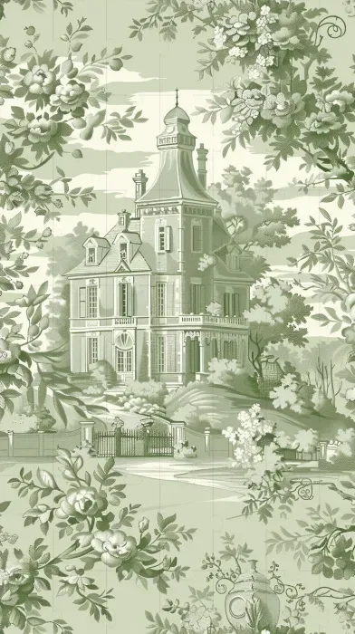 Vintage Toile Modern House Illustrations