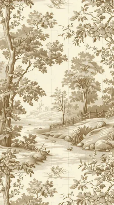 Vintage Toile Modern House Illustrations