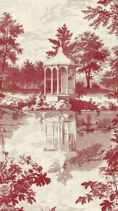 Vintage Toile Modern House Illustrations