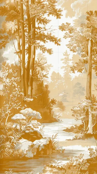Vintage Toile Modern House Illustrations
