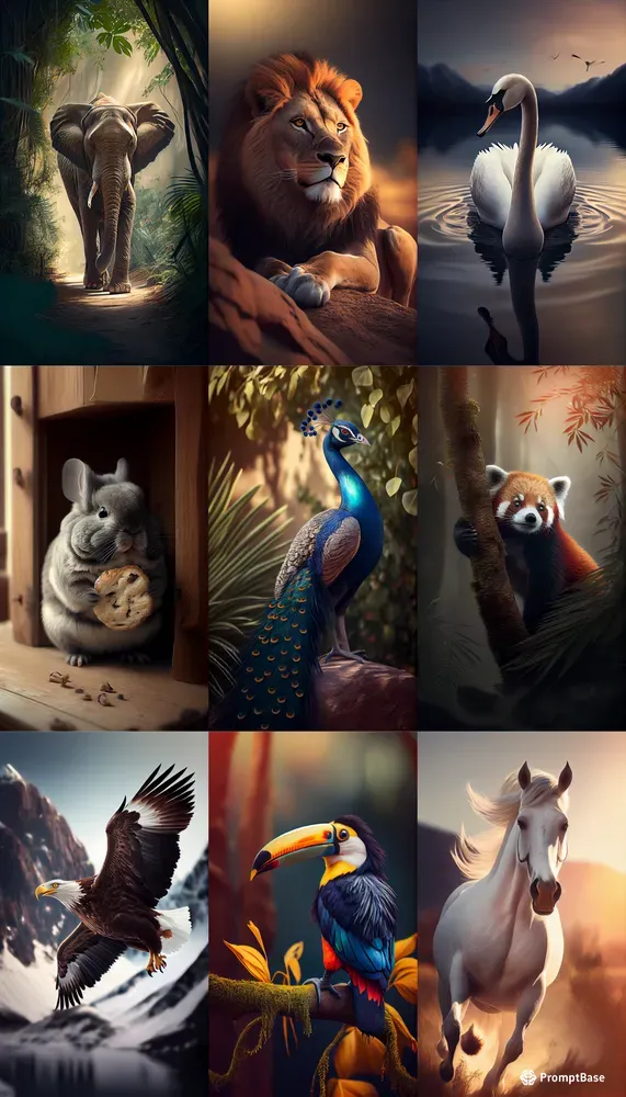 Photorealistic Animals In Minimalistic Style