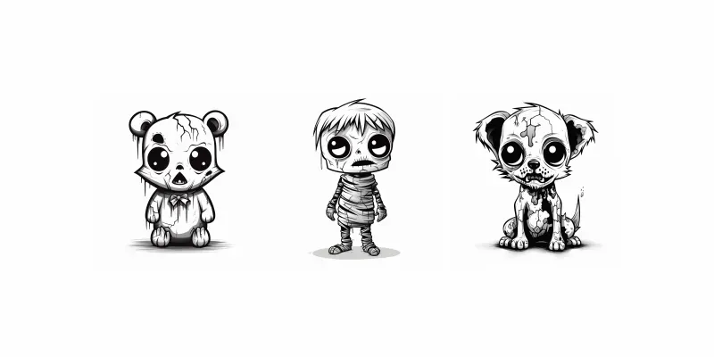 Zombie Characters Gothic Kids Sketches generated by undefined