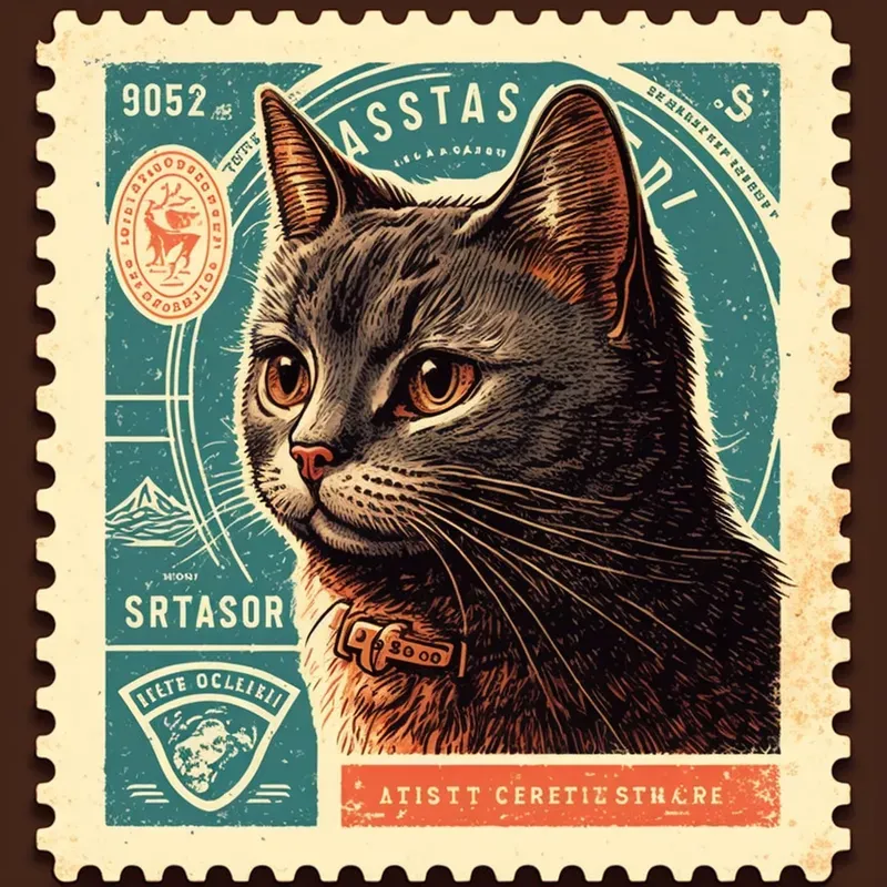 50s Vintage Postal Stamps Of Animals