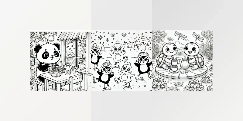 Whimsical Kawaii Coloring Pages generated by undefined