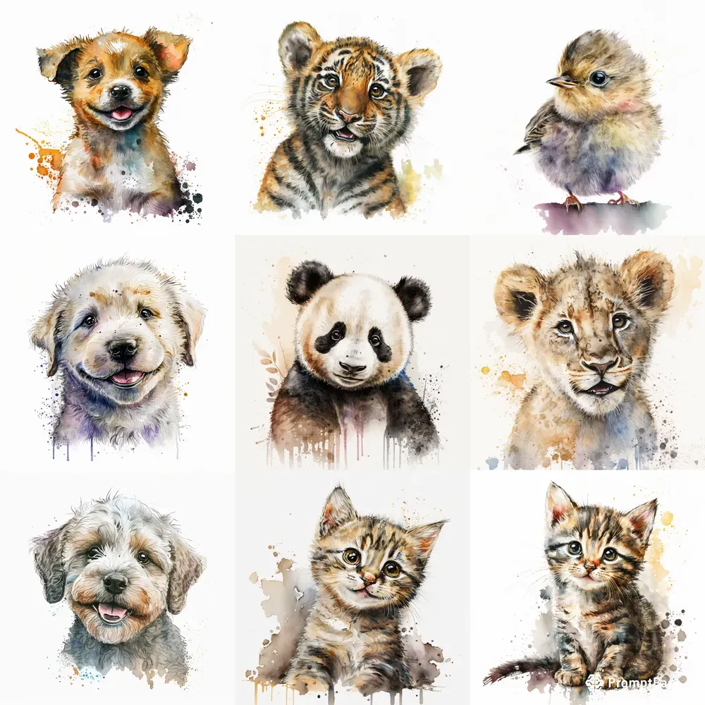 Watercolor Baby Animals