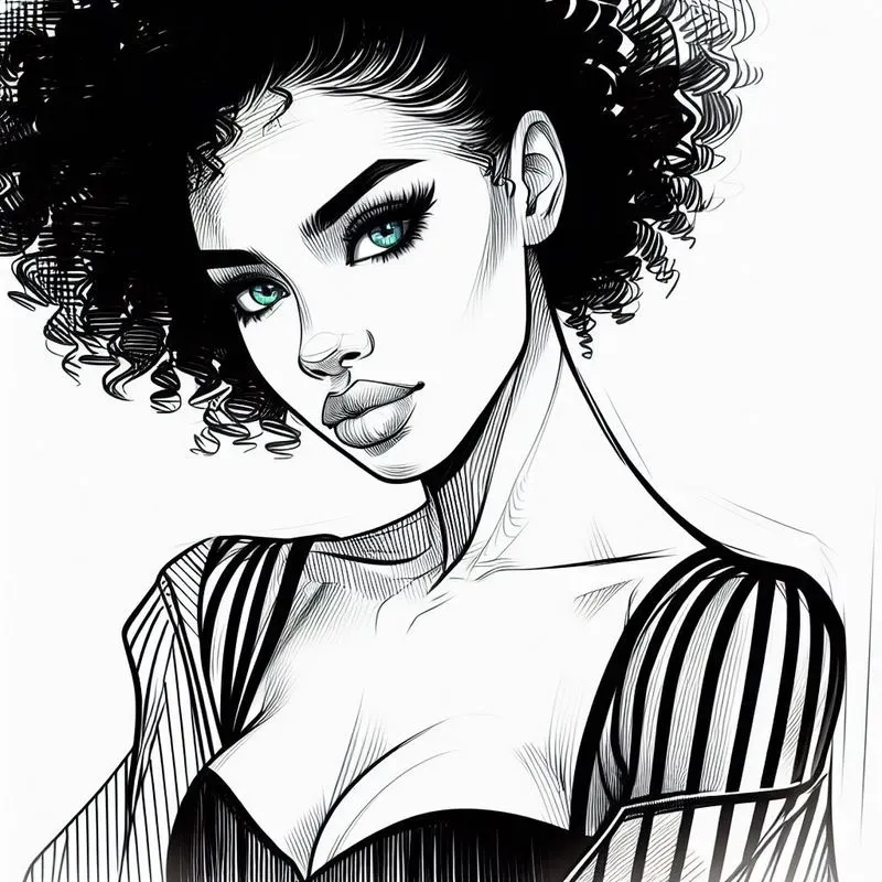 Pencil Portrait Beautiful Models