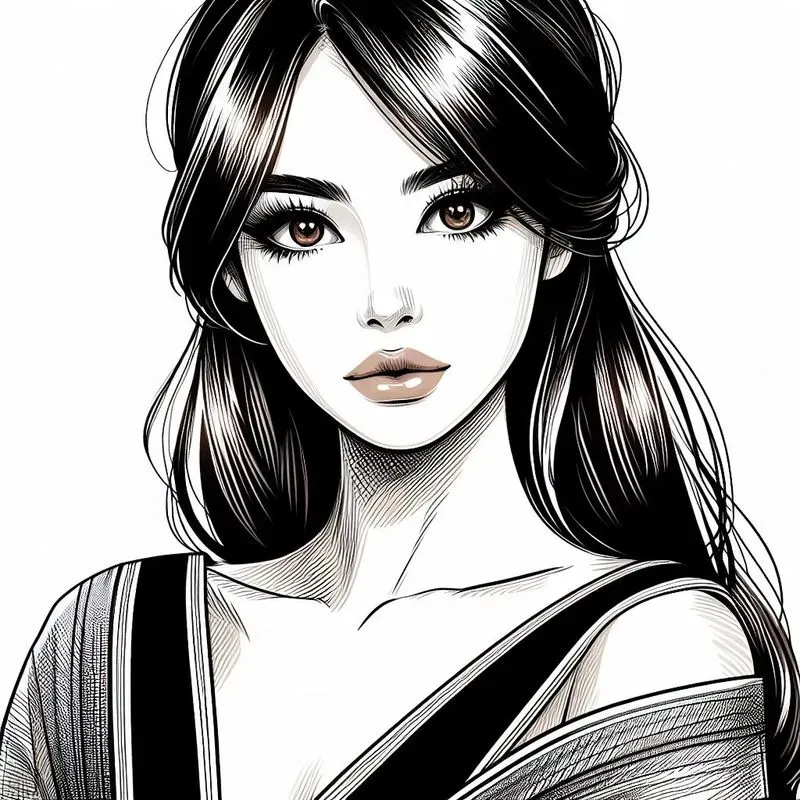 Pencil Portrait Beautiful Models