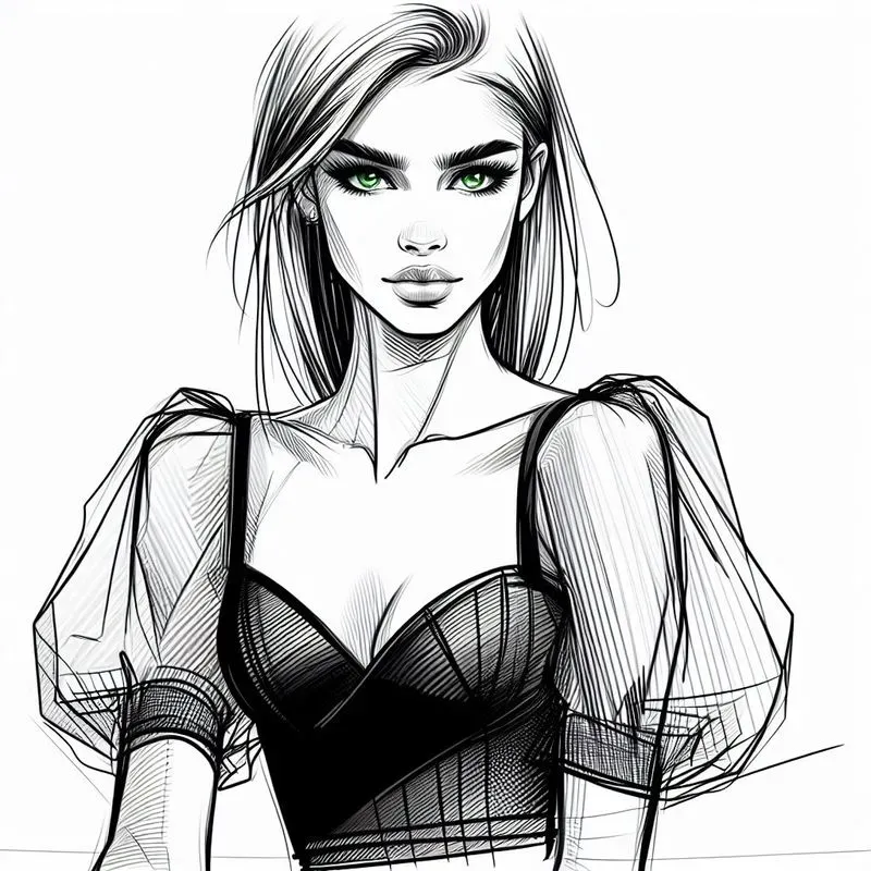 Pencil Portrait Beautiful Models