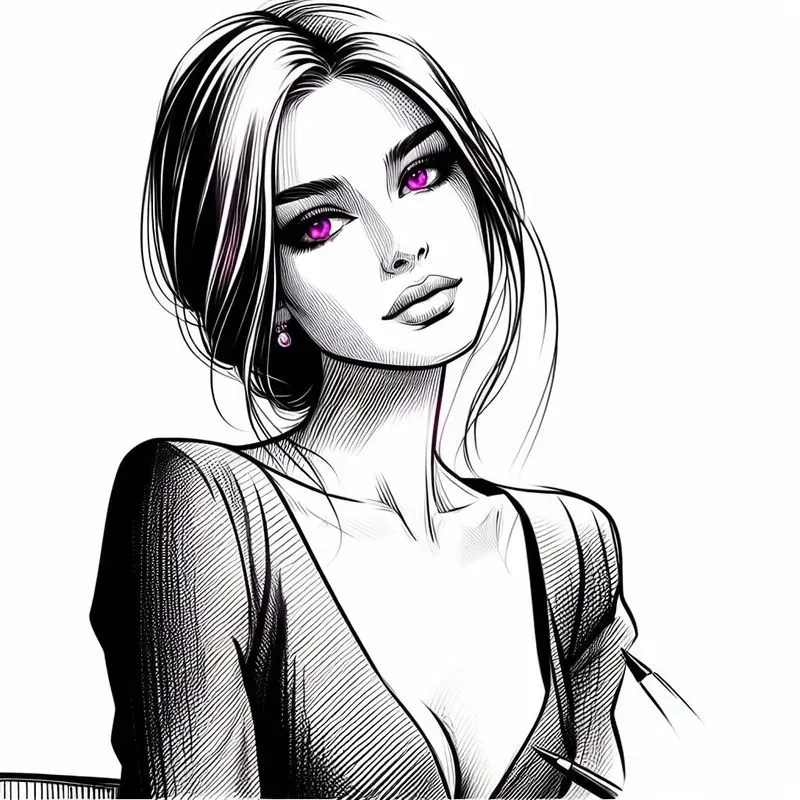 Pencil Portrait Beautiful Models