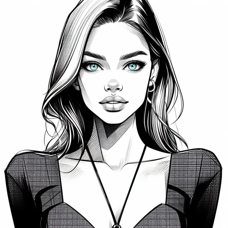 Pencil Portrait Beautiful Models