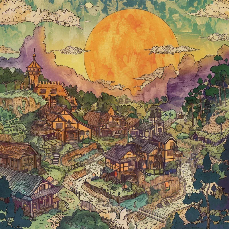 Ukiyoe Influenced Surreal Fresques