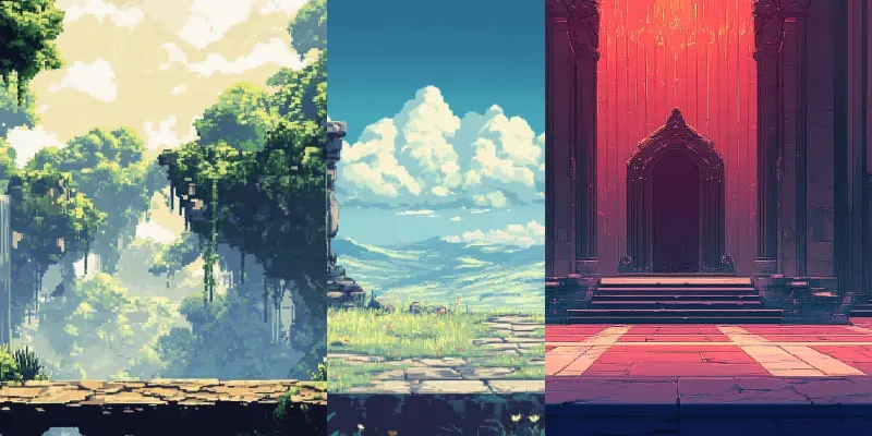 Retro Pixel Art Platform Backgrounds generated by undefined