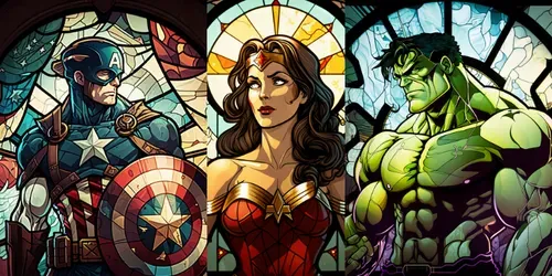 Stained Superheroes generated by midjourney