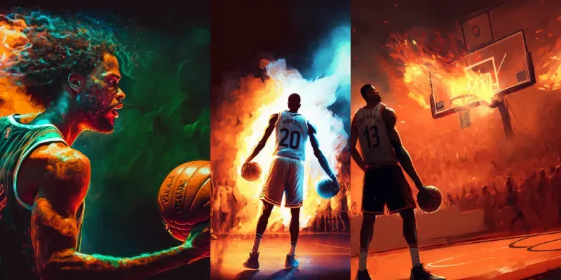 Fiery Basketball Scenes generated by undefined