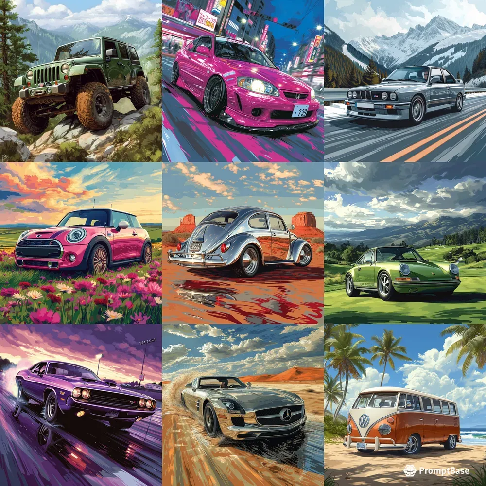 Realistic Car Photoshoot Illustrations